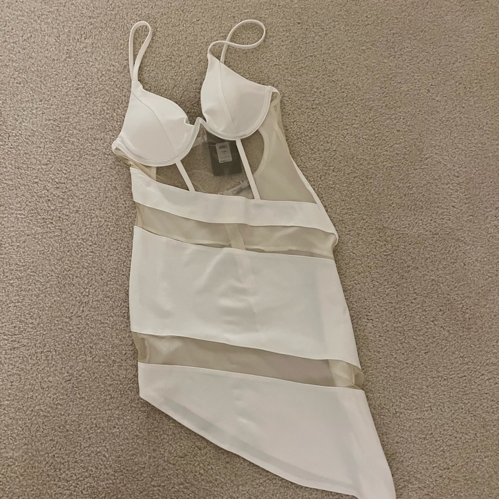 Chic White and Cream Sheer Dress